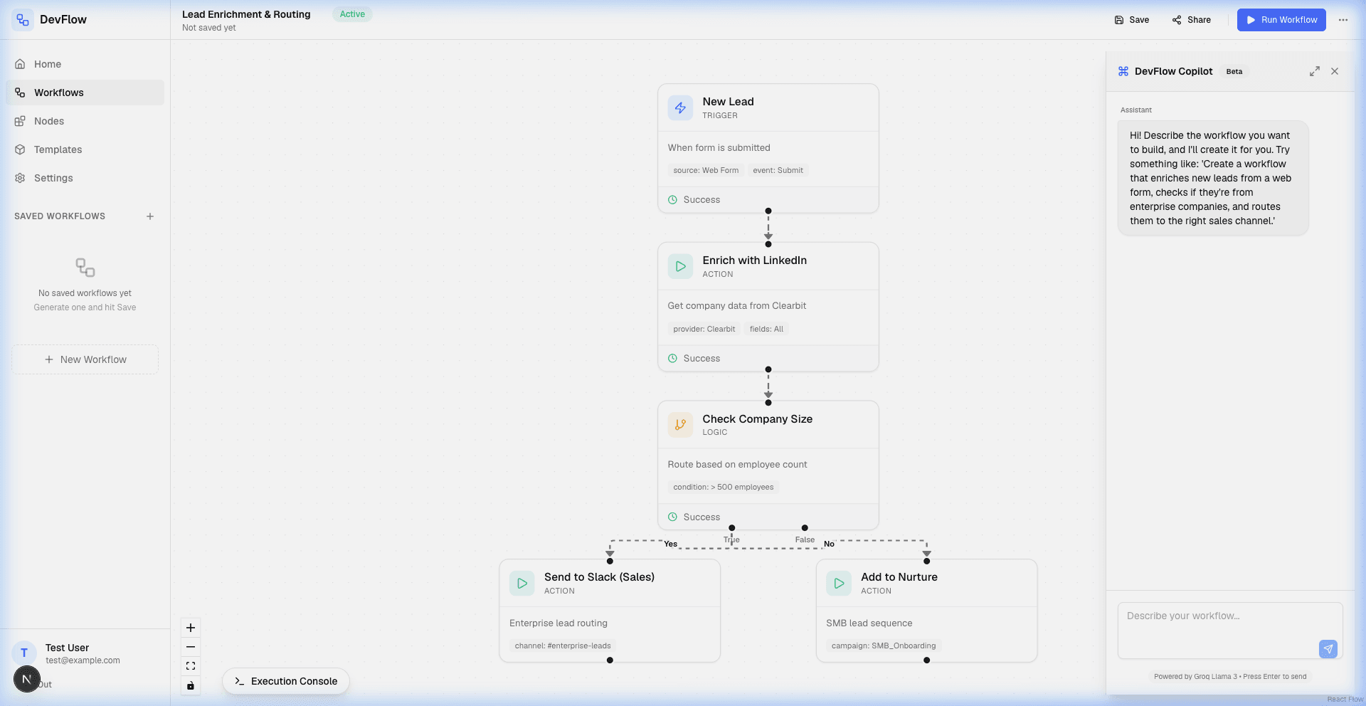 DevFlow Builder Interface